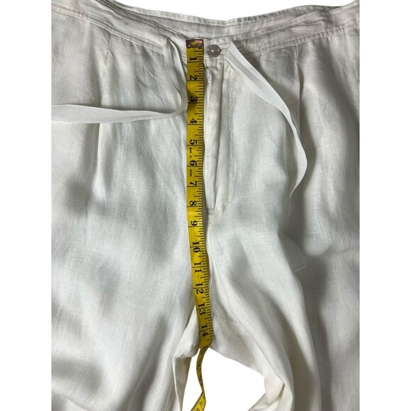 Debra DeRoo Wht Pleated Super Wide Leg Linen Pant Size L Beachy Breezy Flowy - Picture 5 of 13